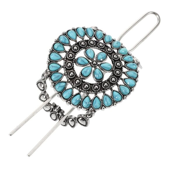 Retro Turquoise Decorative‎ Hair Fork Flower Hairpin Accessory Boho Hair Clip